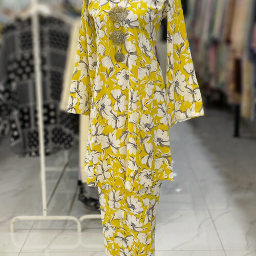MELOR KURUNG RIAU CREPE YELLOW