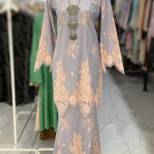 BAINON KURUNG LACE PREMIUM PEACH LAVENDER