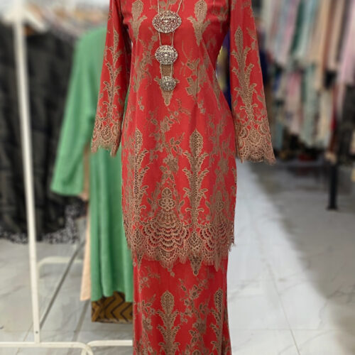 BAINON KURUNG LACE PREMIUM RED BRICK