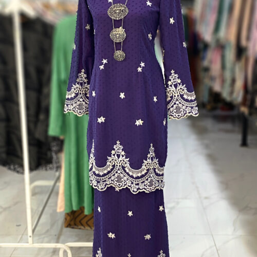 BAINON KURUNG CHIFFON SULAM INDIGO