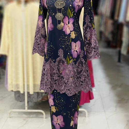 CAMELIA KURUNG BORDER LACE DARK BLUE PURPLE