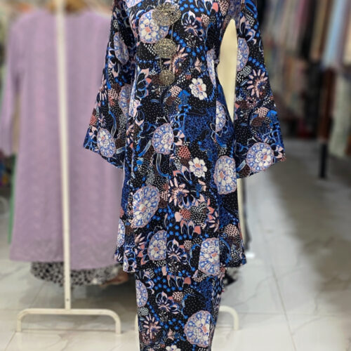 MELOR KURUNG RIAU CREPE BLUE BLACK