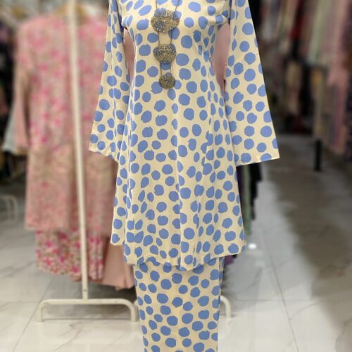 MELOR KURUNG RIAU CREPE POLKADOT BLUE