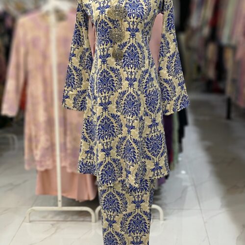 MELOR KURUNG RIAU CREPE BLUE CREAM