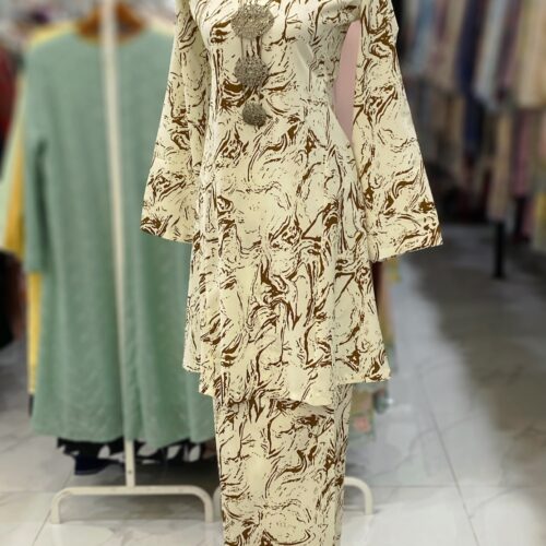 MELOR KURUNG RIAU CREPE WHITE BROWN