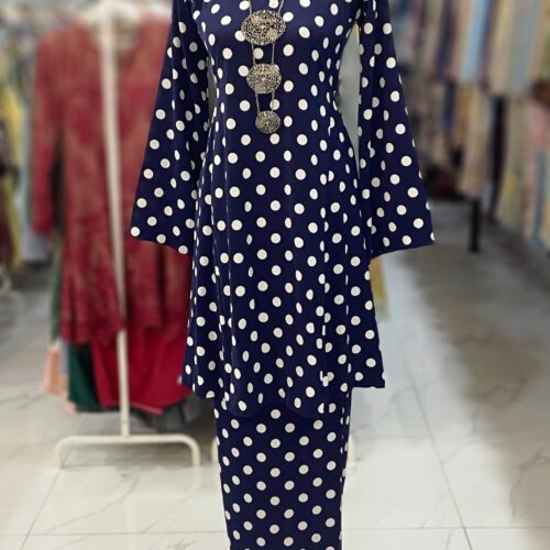 MELOR KURUNG RIAU CREPE POLKADOT BLUE