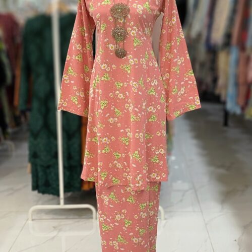MELOR KURUNG RIAU CREPE PINK PEACH