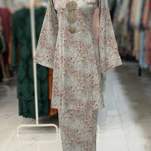 MELOR KURUNG RIAU CREPE SILVER GREY