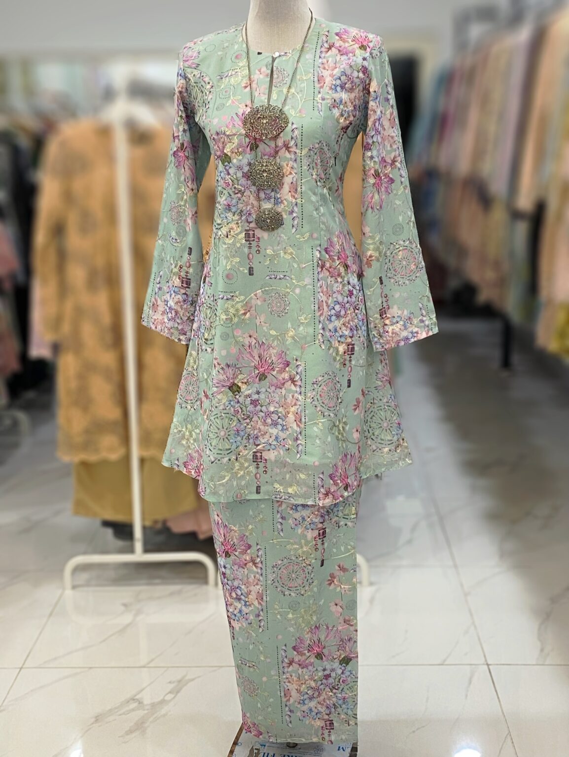 CAMELIA KURUNG PREMIUM FULL CHIFFON MINT – Apple couture