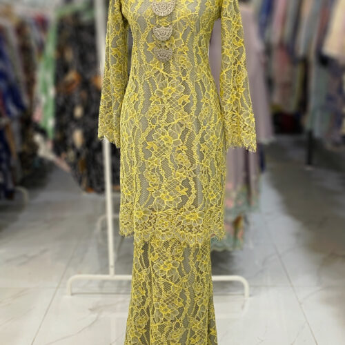 BAINON KURUNG LACE PREMIUM YELLOW GREY