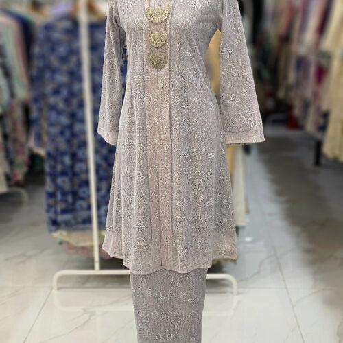 KEBAYA LABUH DANG ANUM LACE PREMIUM GREY