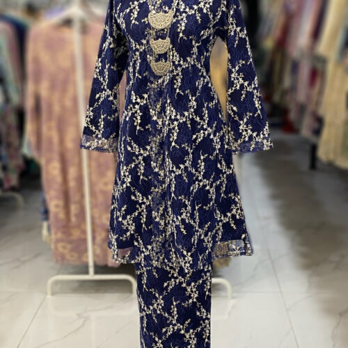 KEBAYA LABUH DANG ANUM LACE PREMIUM NAVY BLUE