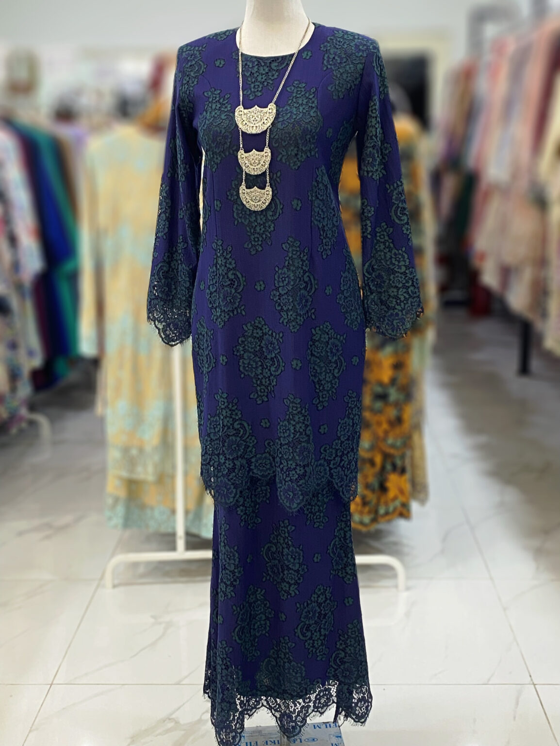 BAINON KURUNG LACE PREMIUM DARK BLUE GREEN