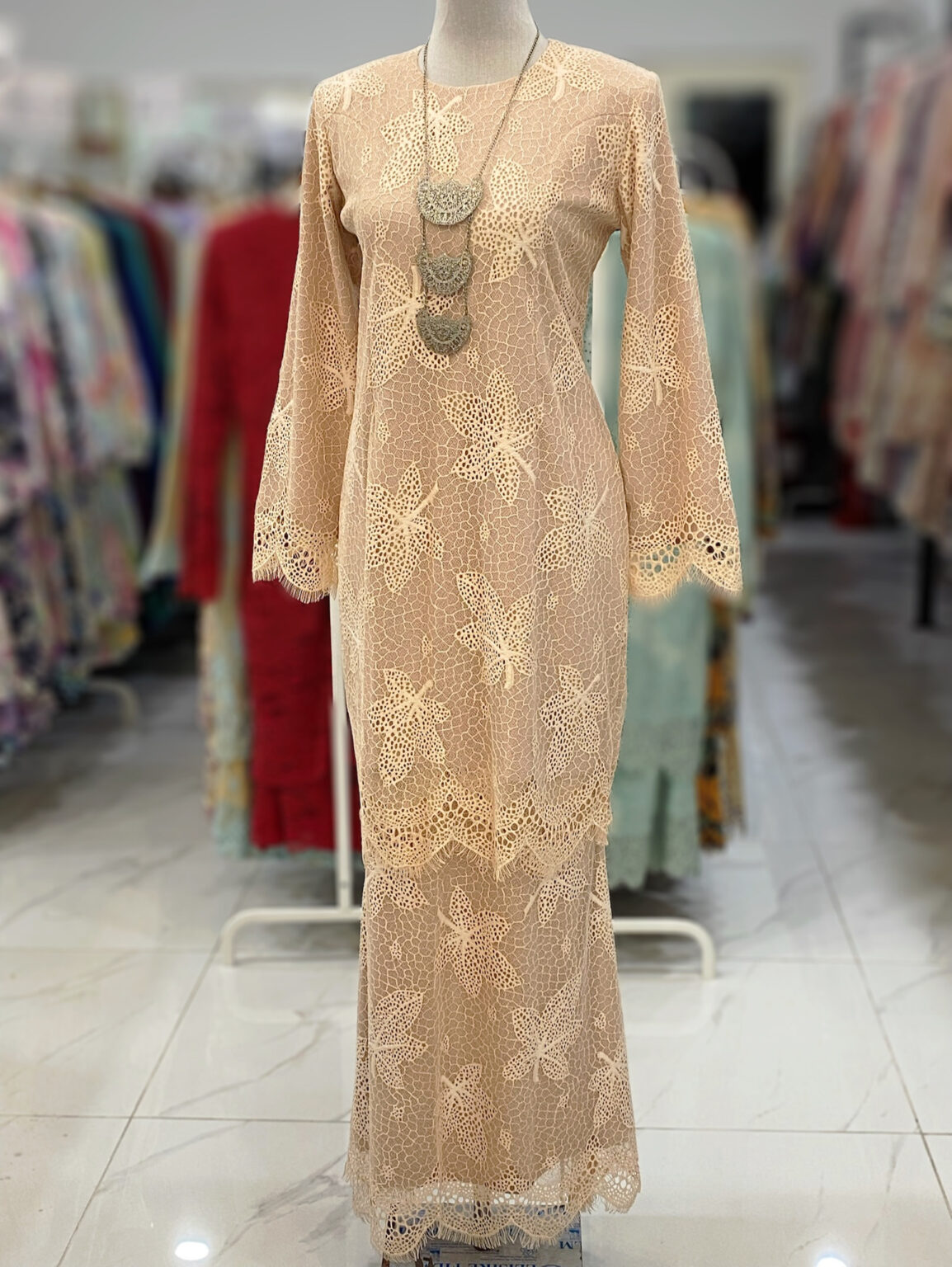 BAINON KURUNG LACE PREMIUM PEACH