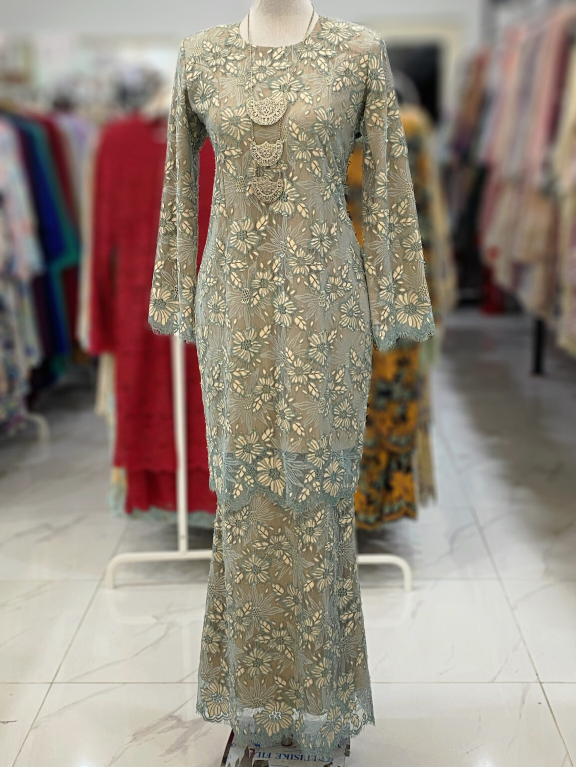 BAINON KURUNG LACE PREMIUM NUDE GREY