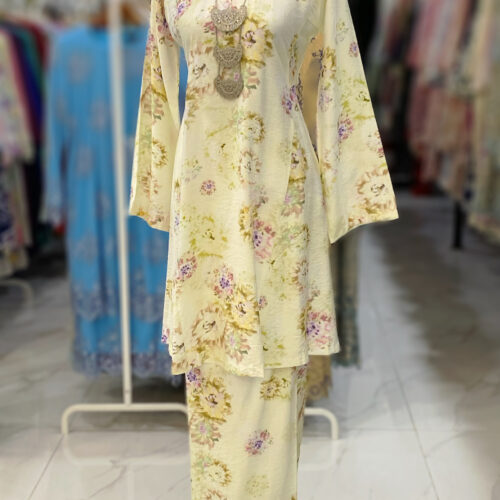 MELOR KURUNG RIAU MIX COTTON LINEN CREAM