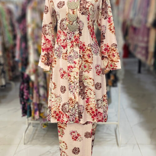 KEBAYA LABUH DANG ANUM MIX COTTON LINEN PINK