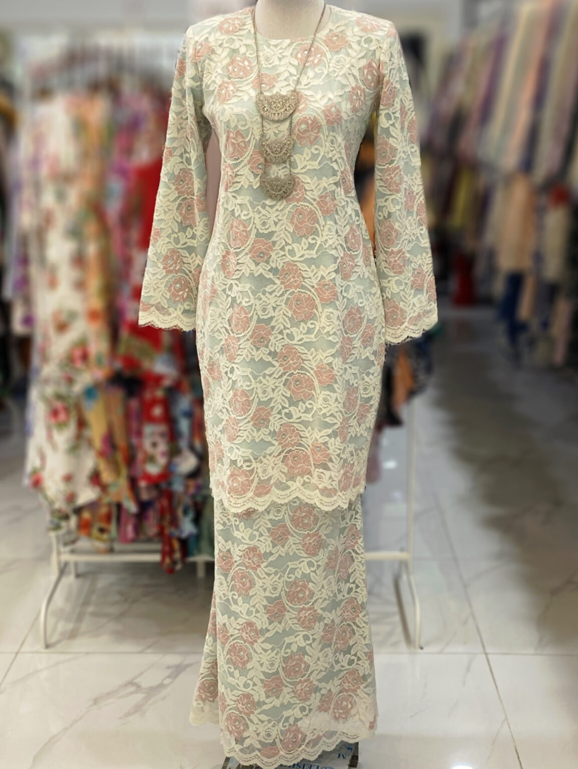 BAINON KURUNG LACE PREMIUM MINT PINK