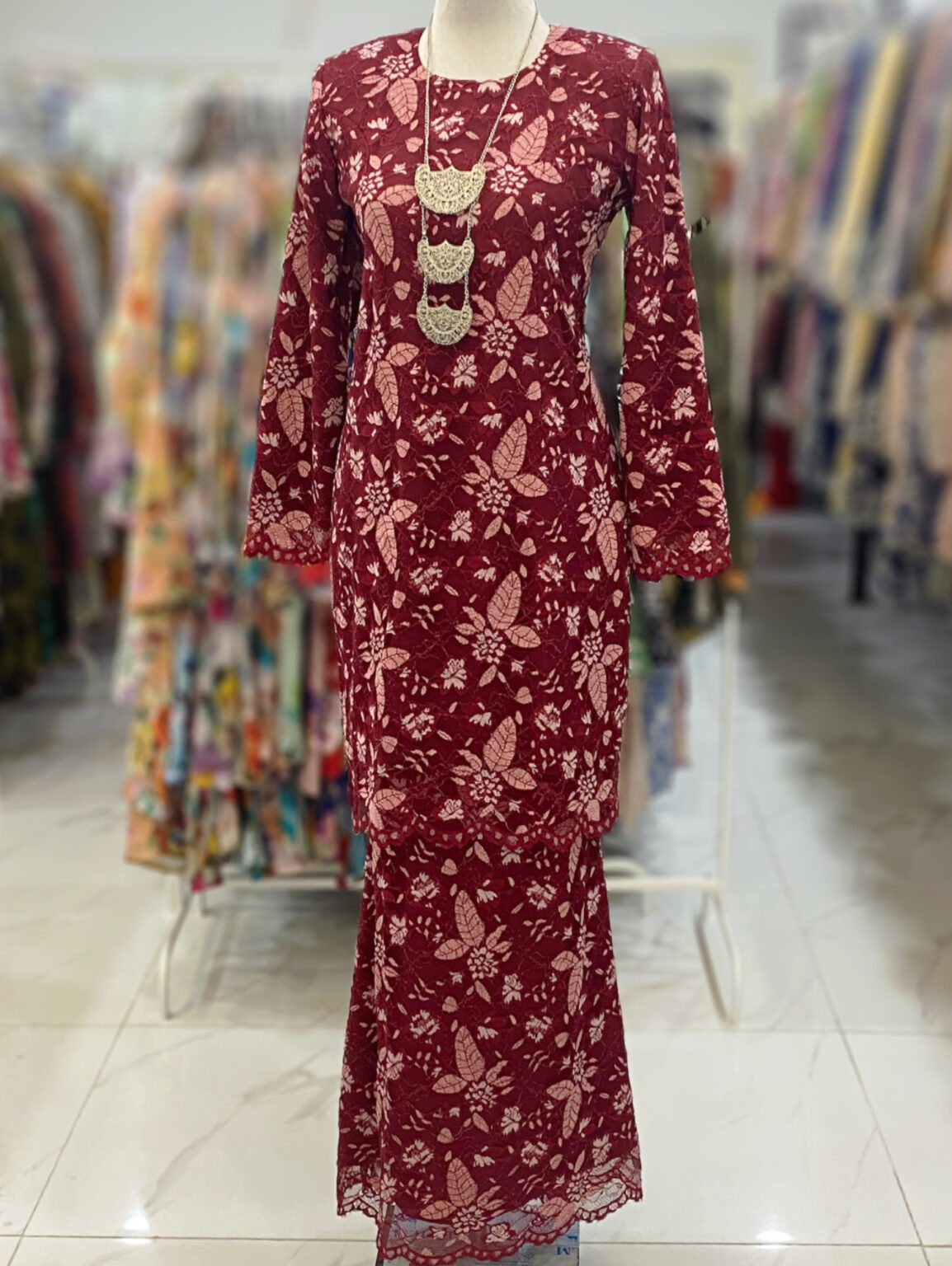 BAINON KURUNG LACE PREMIUM DARK MAROON