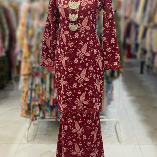 BAINON KURUNG LACE PREMIUM DARK MAROON