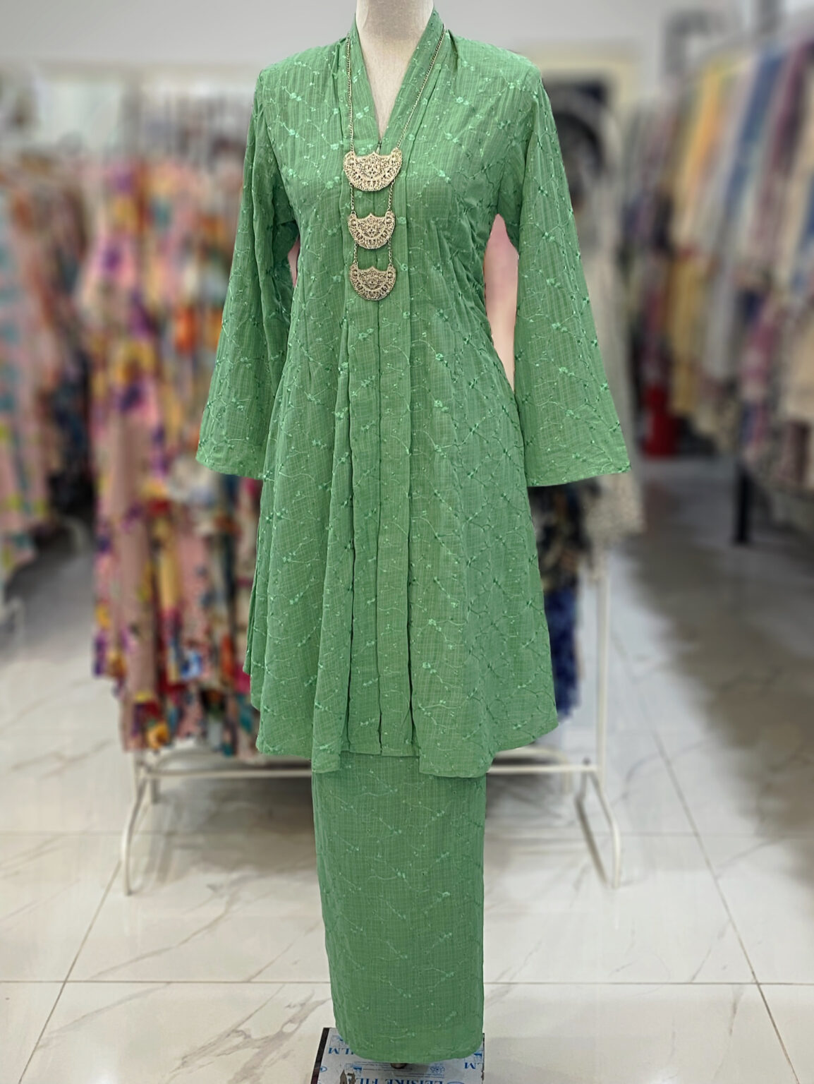 KEBAYA LABUH DANG ANUM SOFT COTTON EMBROIDERY - Image 6