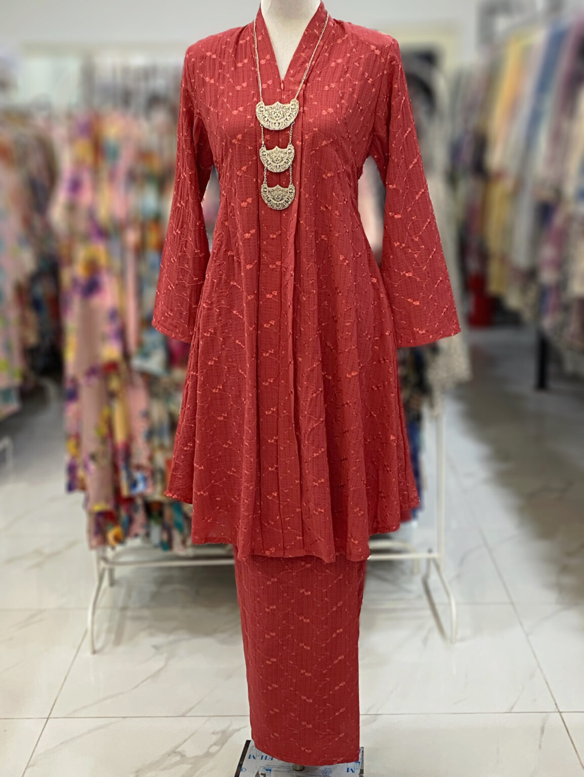 KEBAYA LABUH DANG ANUM SOFT COTTON EMBROIDERY - Image 7