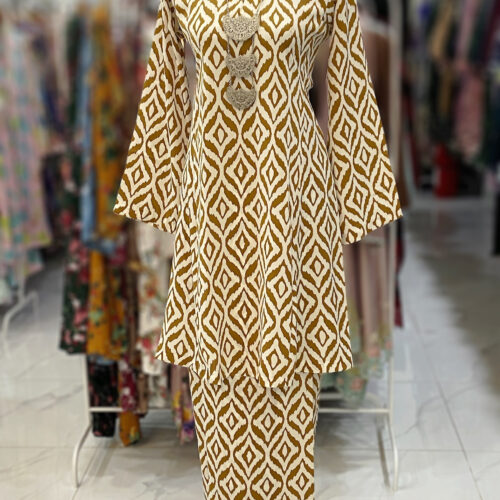 MELOR KURUNG RIAU CREPE YELLOW OLIVE