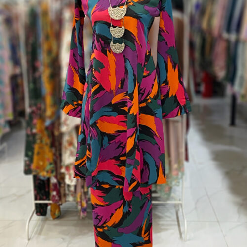 MELOR KURUNG RIAU CREPE ABSTRACT COLOURFUL