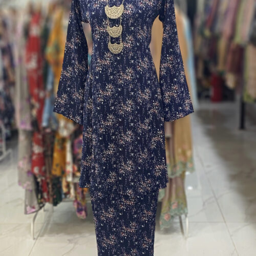 MELOR KURUNG RIAU CREPE DARK BLUE