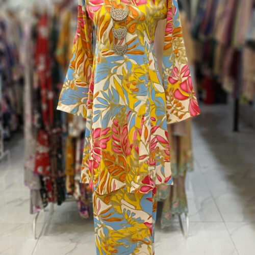 MELOR KURUNG RIAU CREPE WHITE FLORAL