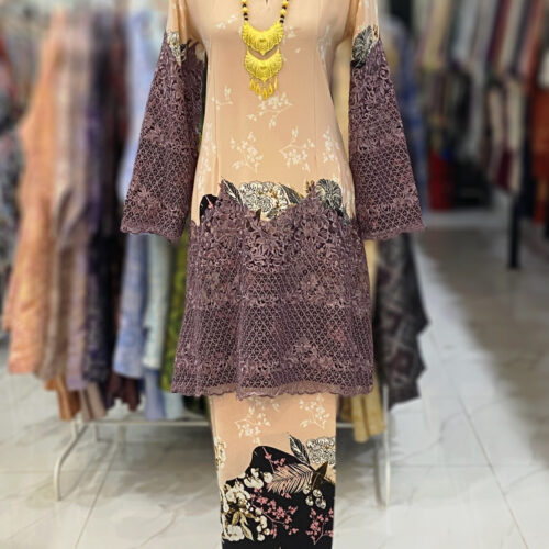 CAMELIA KURUNG BORDER LACE PEACH