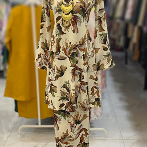 MELOR KURUNG RIAU CREPE CREAM BROWN