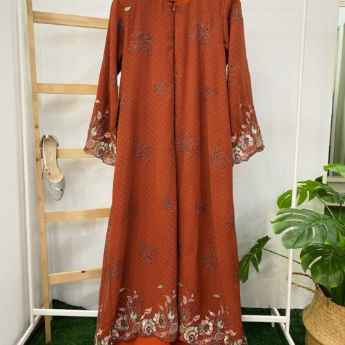 YARA ABAYA CHIFFON SULAM ORANGE BRICK