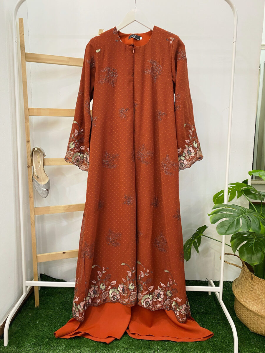 YARA ABAYA CHIFFON SULAM ORANGE BRICK
