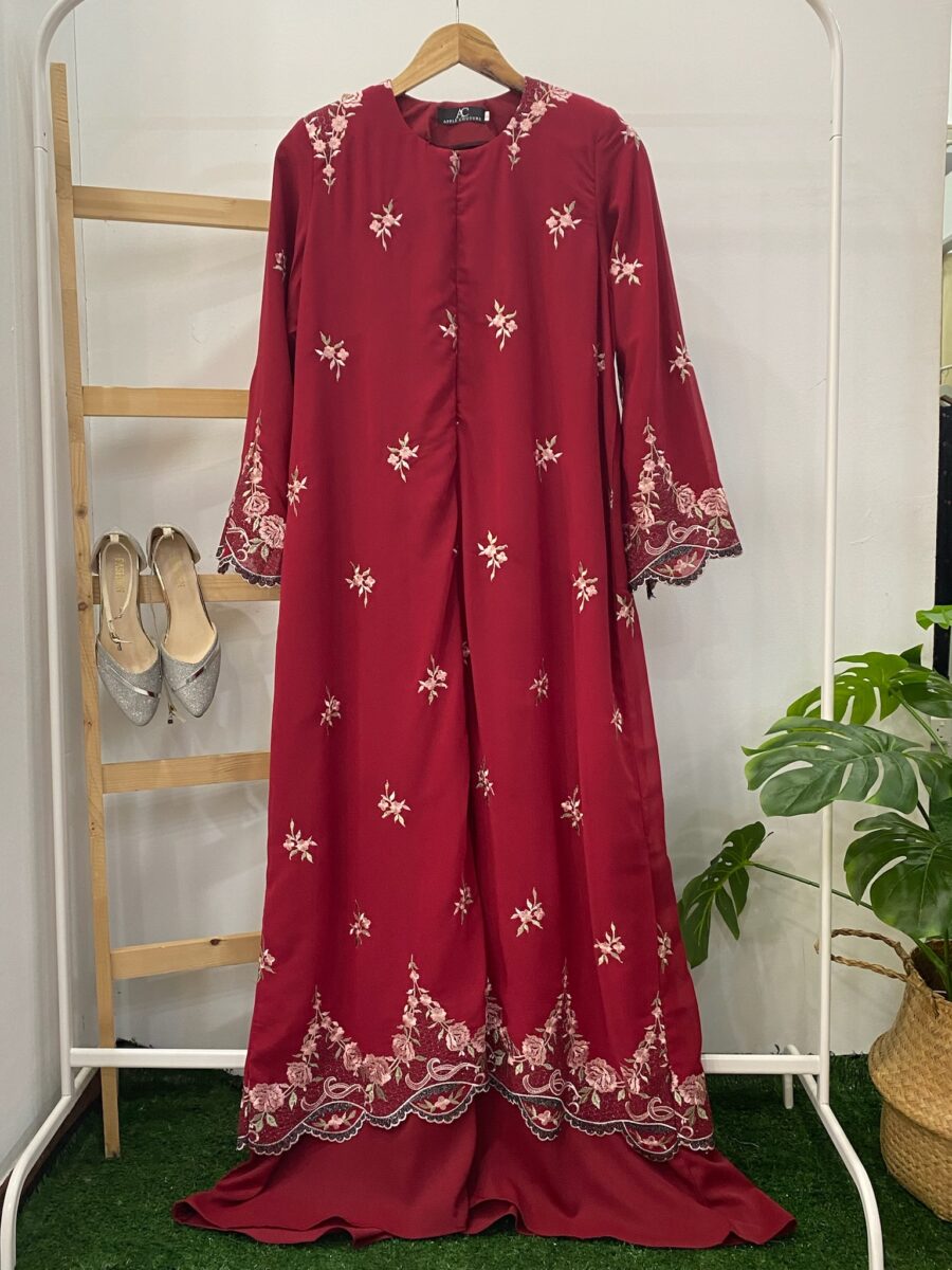 YARA ABAYA CHIFFON SULAM RED