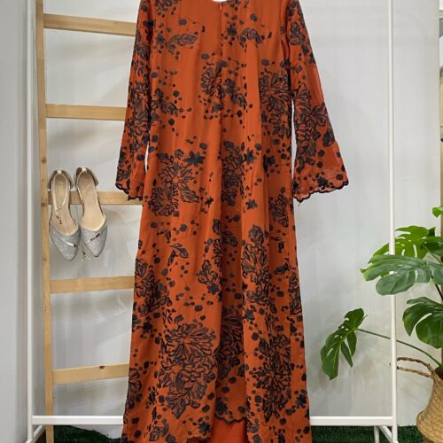 YARA ABAYA CHIFFON SULAM ORANGE BRICK