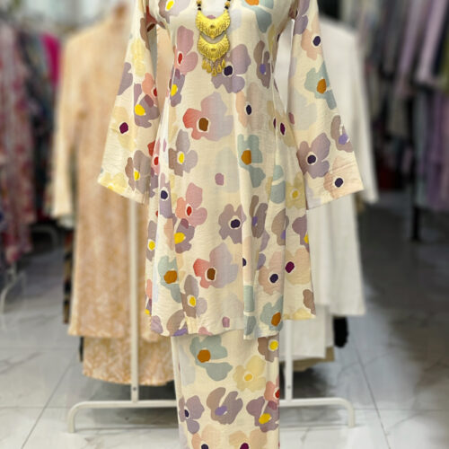 MELOR KURUNG RIAU MIX COTTON CREAM FLORAL