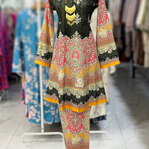 MELOR KURUNG RIAU KOREAN CREPE OLIVE