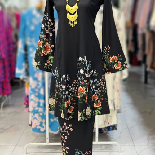 MELOR KURUNG RIAU KOREAN CREPE BLACK