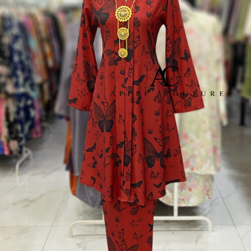 KEBAYA LABUH DANG ANUM KOREAN CREPE RED BRICK