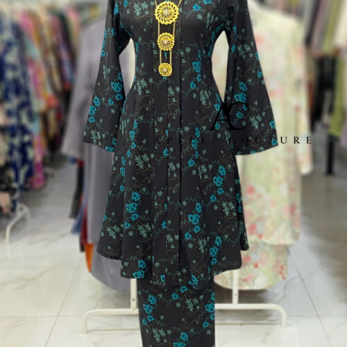 KEBAYA LABUH DANG ANUM KOREAN CREPE BLACK BLUE