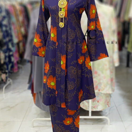 KEBAYA LABUH DANG ANUM KOREAN CREPE ORANGE PURPLE