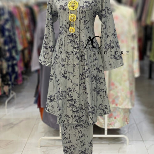 KEBAYA LABUH DANG ANUM KOREAN CREPE MINT GREY