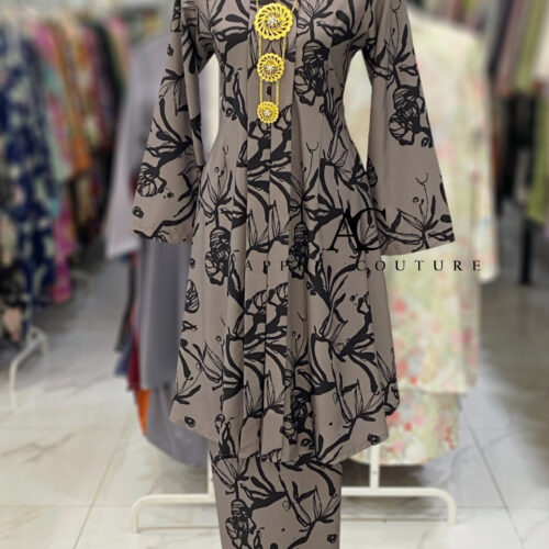 KEBAYA LABUH DANG ANUM KOREAN CREPE DARK GREY