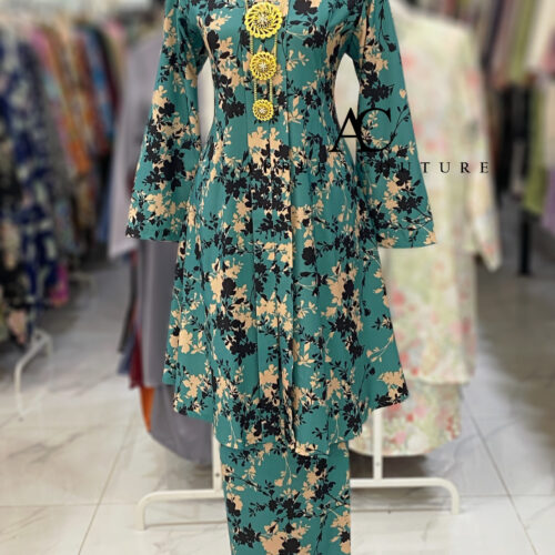 KEBAYA LABUH DANG ANUM KOREAN CREPE TEAL GREEN