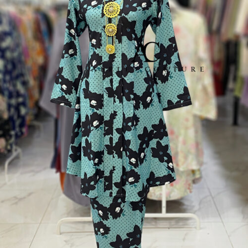KEBAYA LABUH DANG ANUM KOREAN CREPE BLUE BLACK
