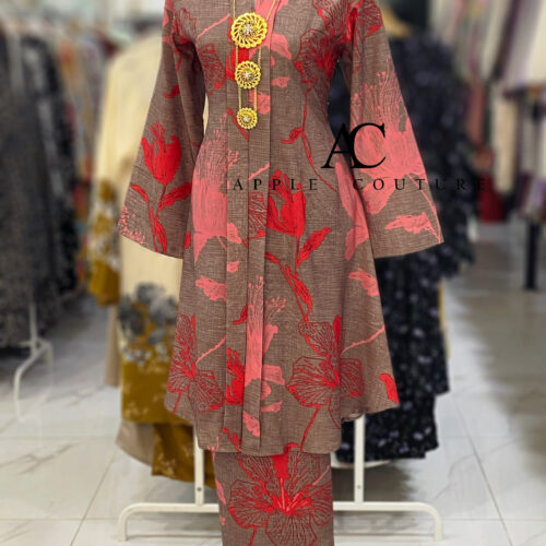 KEBAYA LABUH DANG ANUM KOREAN CREPE BROWN RED