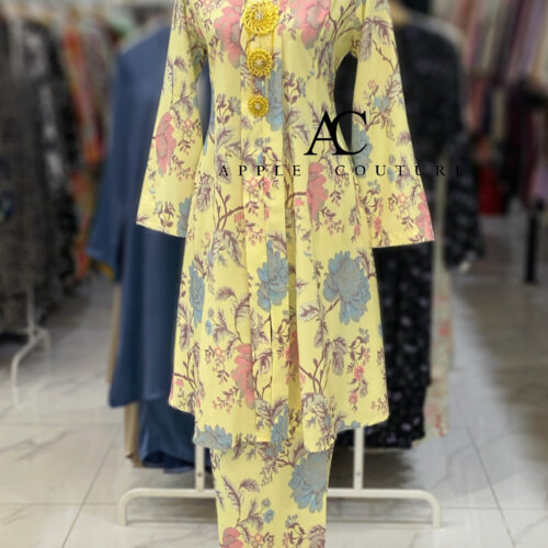 KEBAYA LABUH DANG ANUM KOREAN CREPE SOFT YELLOW
