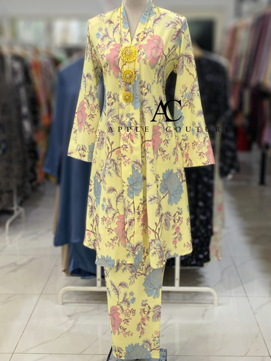 KEBAYA LABUH DANG ANUM KOREAN CREPE SOFT YELLOW