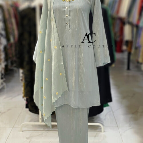 KURUNG MEKAR FULLY LINING CHIFFON GREYISH BLUE